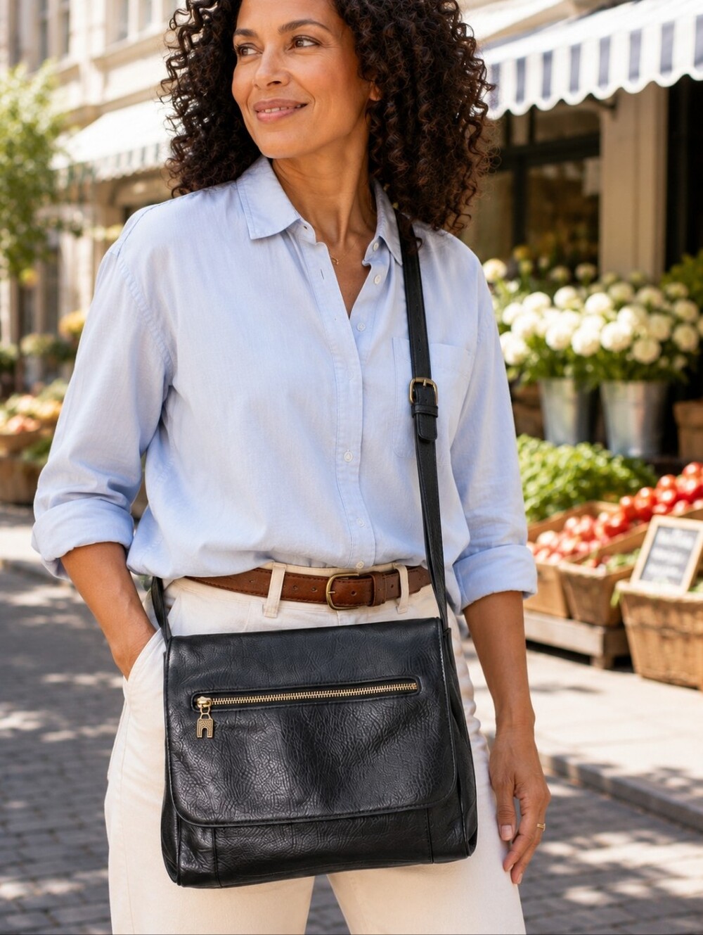 Relic Brand Leathers Black Pebbled Leather Crossbody Organizer Bag